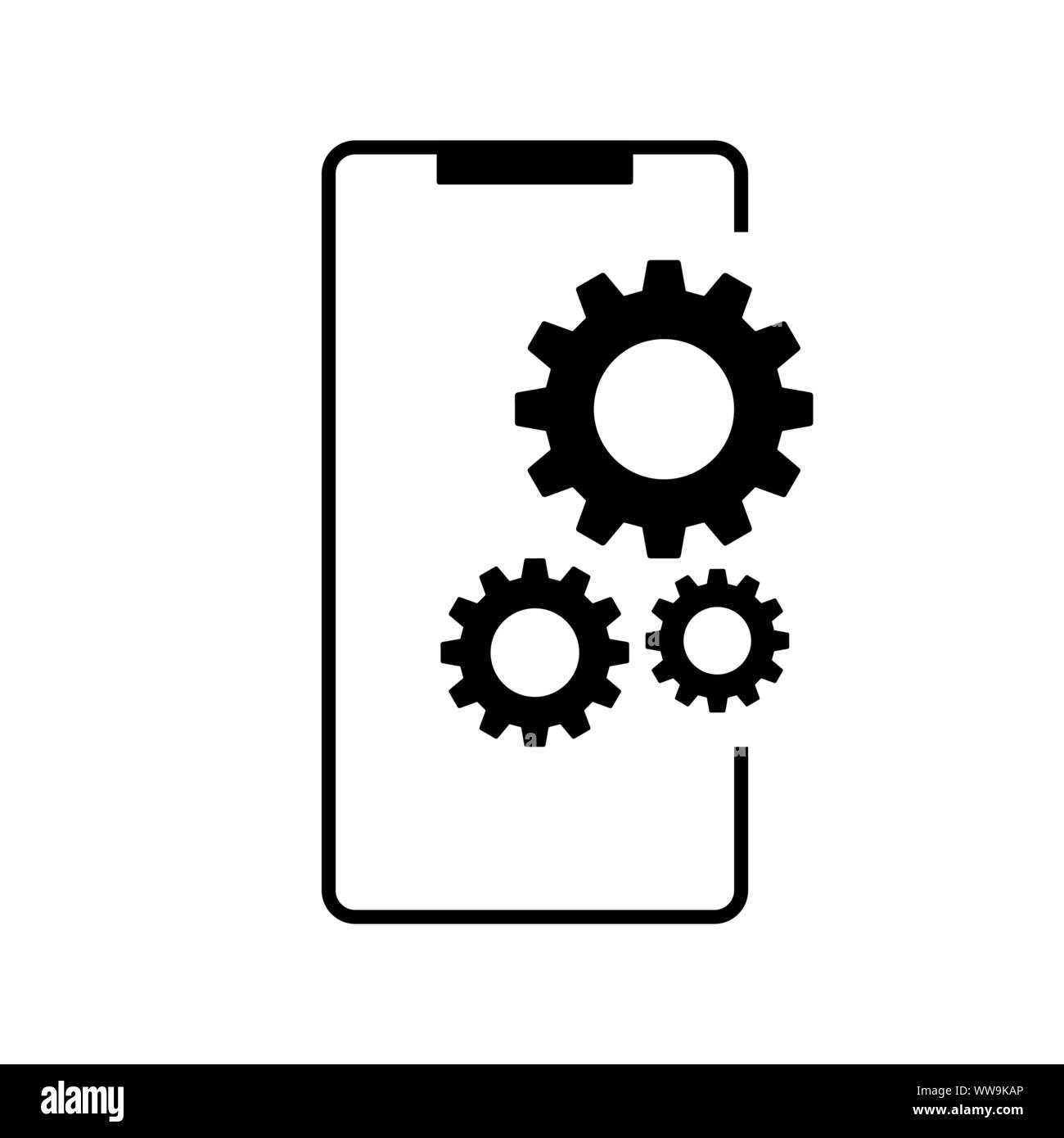 Smartphone line art mobile phone logo vector icon design template Stock Vector