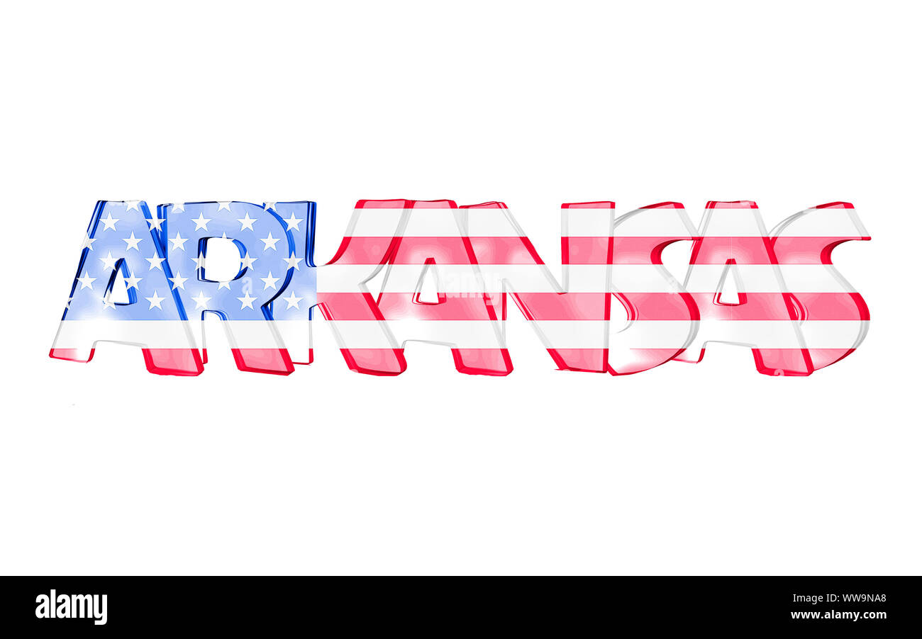Arkansas. Isolated USA state names with white background Stock Photo Alamy