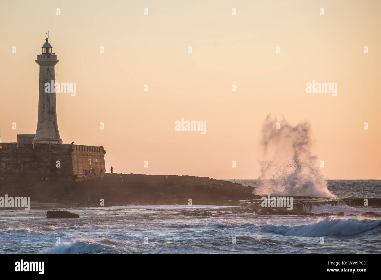 The lighthouse of rabat during stormy sea hi-res stock photography and ...