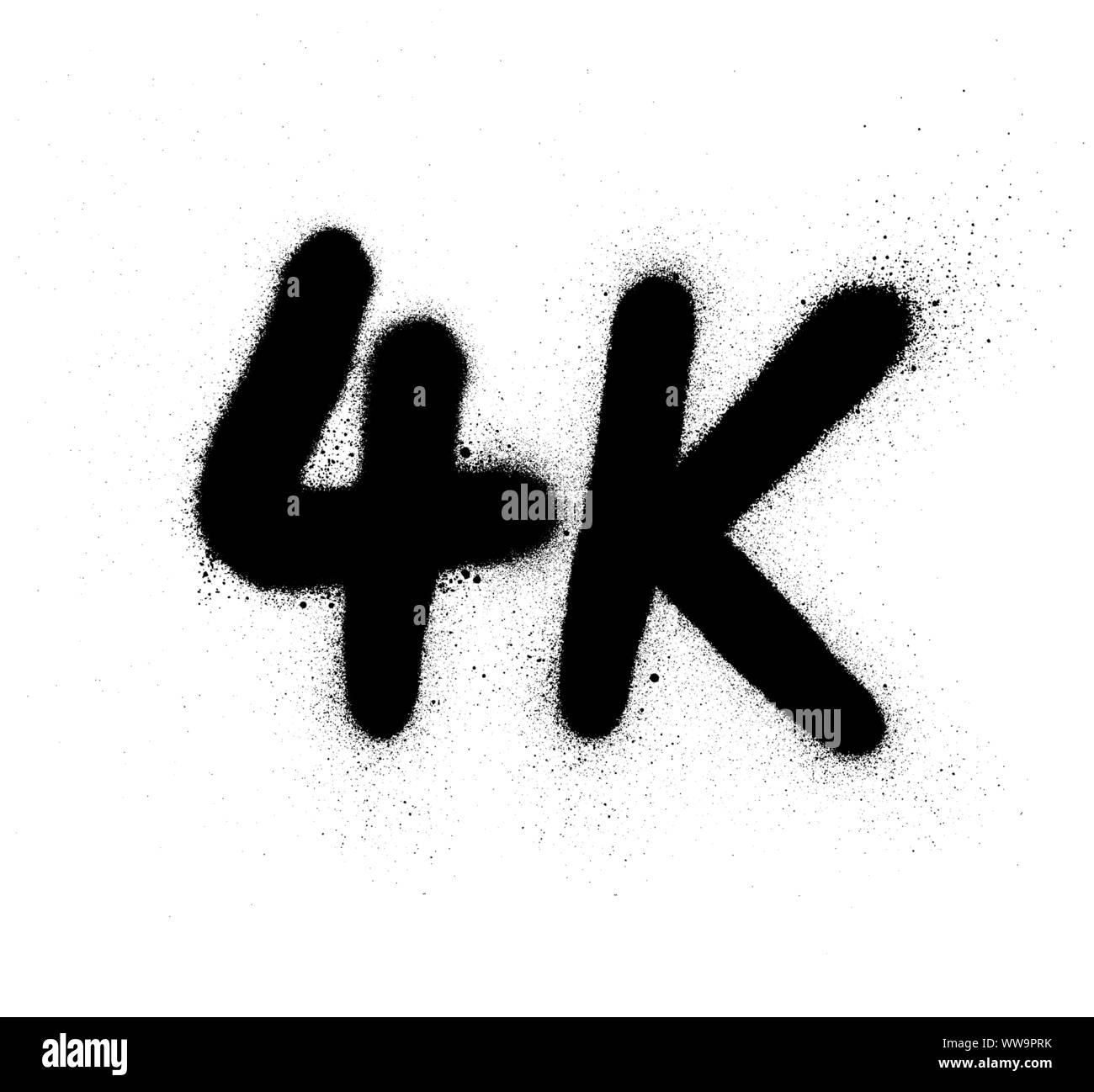 graffiti 4K abbreviation sprayed in black over white Stock Vector
