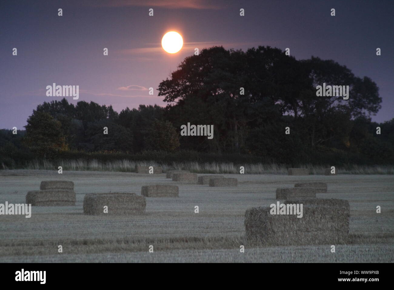 Morpeth, Northumberland, UK, 13th Sep 2019, Micro Moon, Harvest Moon, Credit David Whinham/Alamy Live News Stock Photo