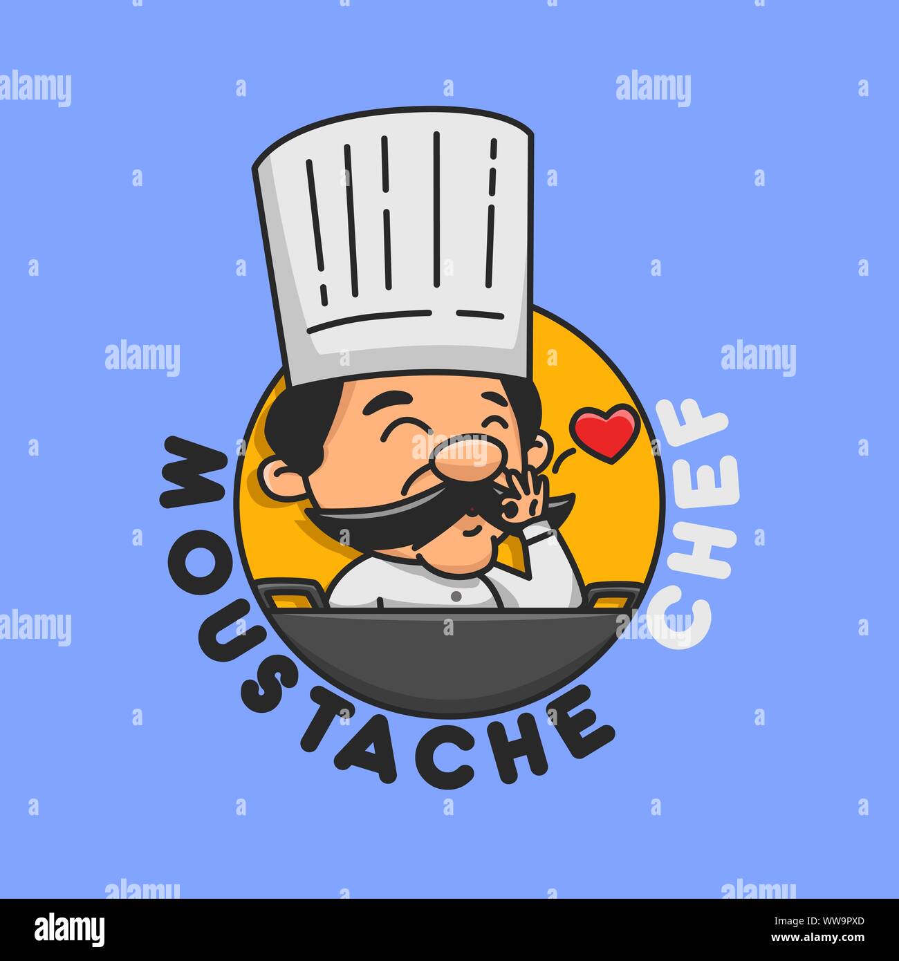 Moustache Chef good for restaurant brand. Trendy Logo and Badge. Vector