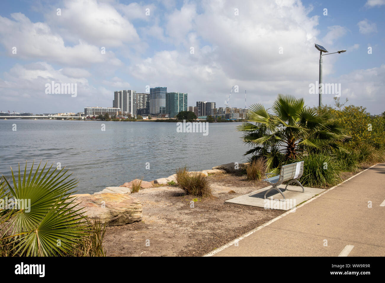 Apartments at Wentworth point suburb of Sydney viewed from memorial park in Meadowbank,Sydney,Australia Stock Photo