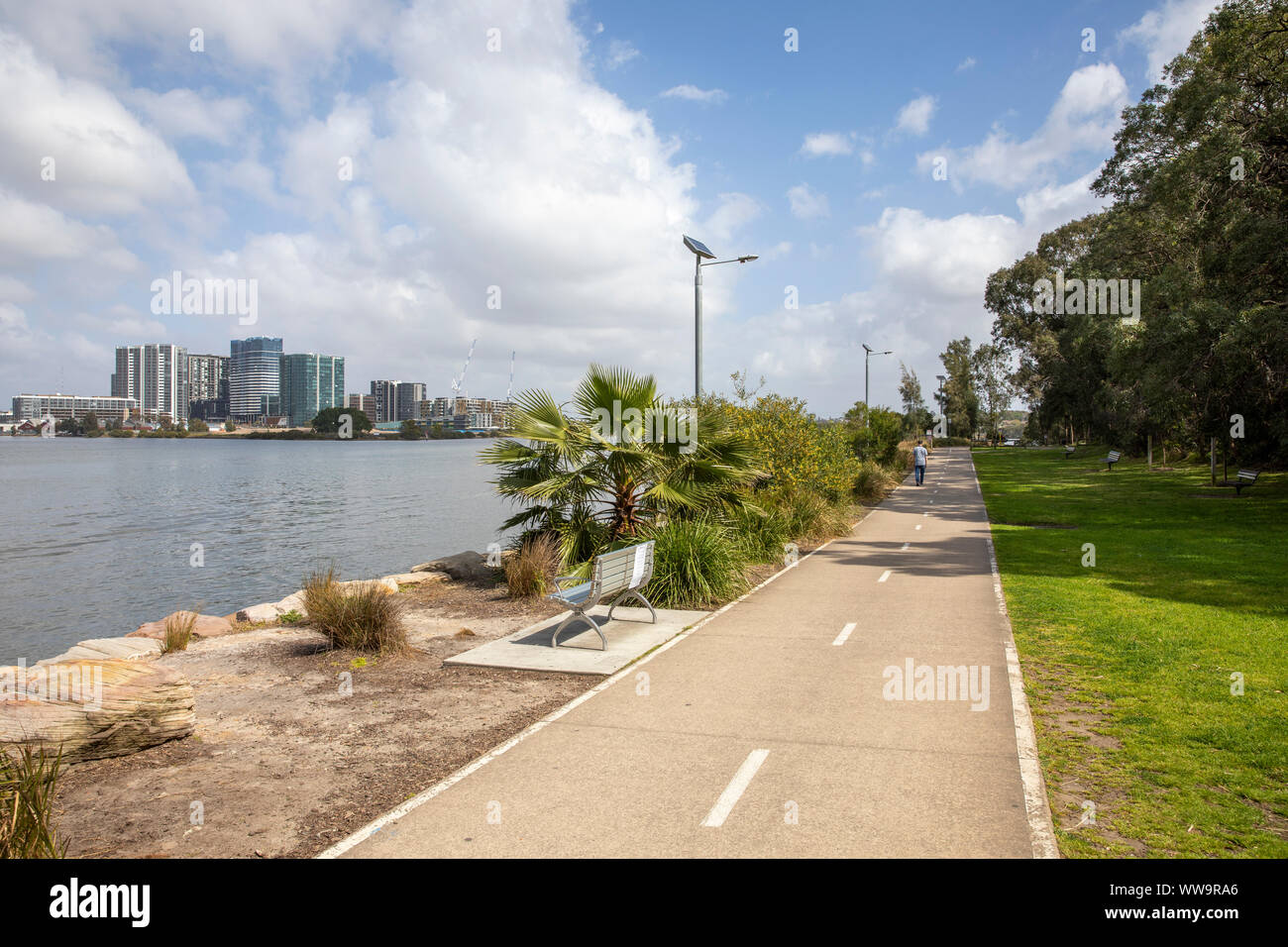 Apartments at Wentworth point suburb of Sydney viewed from memorial park in Meadowbank,Sydney,Australia Stock Photo