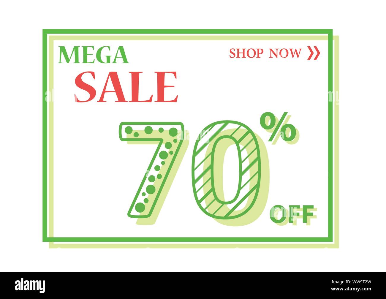 vector illustration mega sale 70% discount product Stock Vector