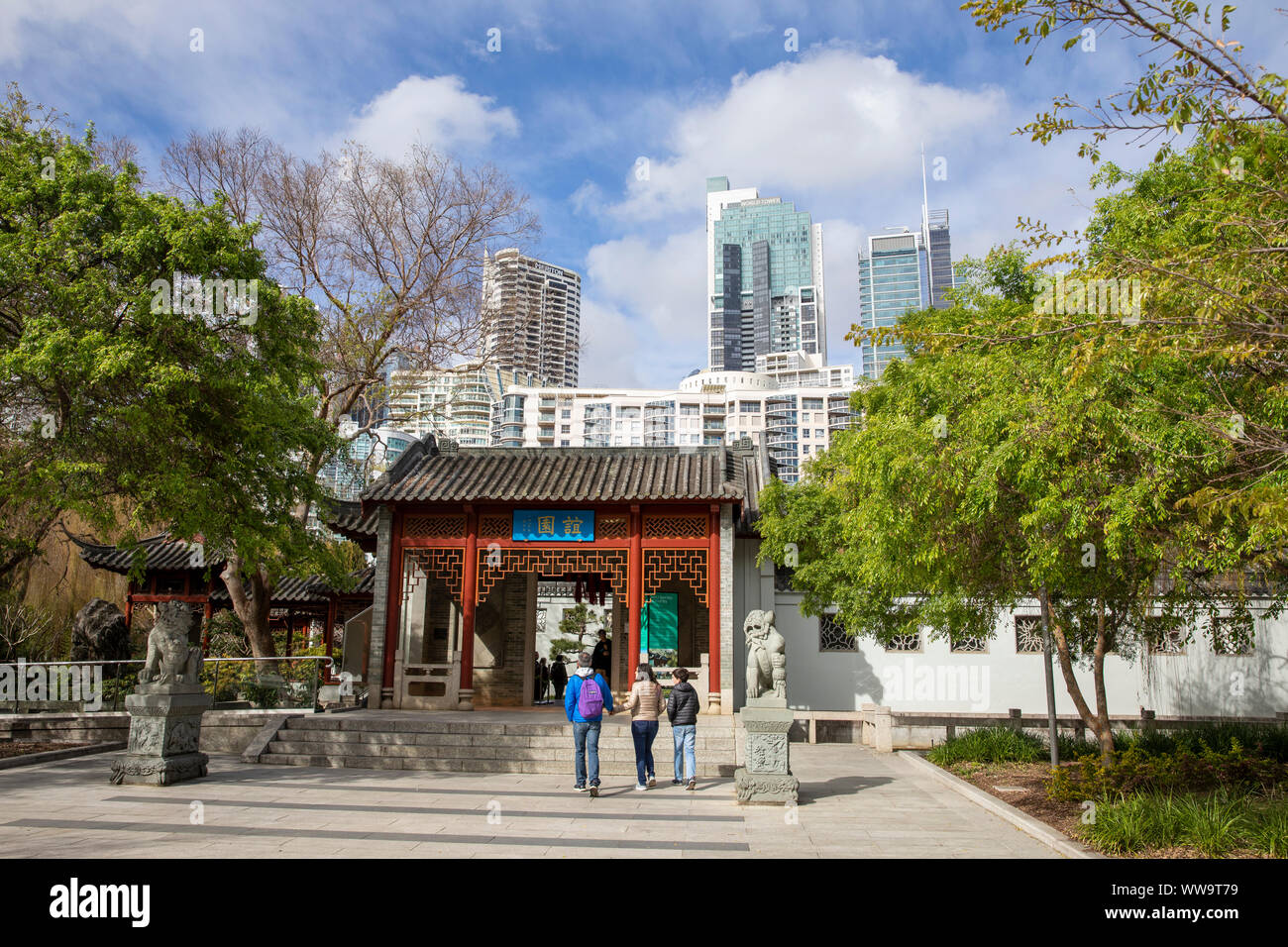 Sydney chinatown, Chinese Garden of Friendship in Darling Harbour chinatown, Sydney,Australia Stock Photo