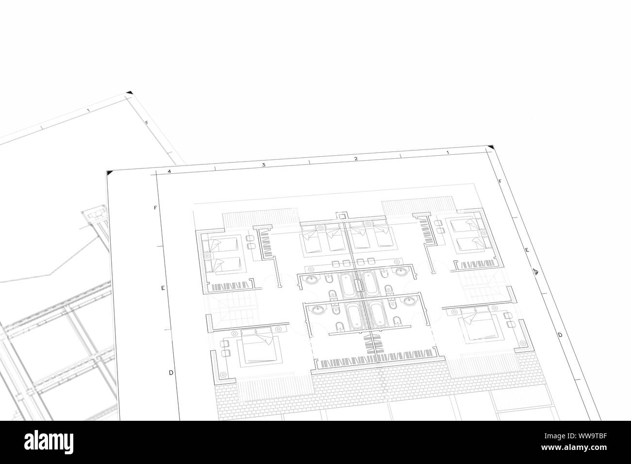 A Part plan of architectural project on the white background Stock Photo