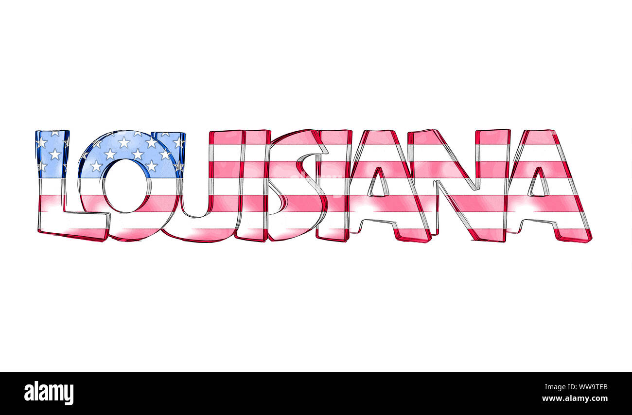 Louisiana. Isolated USA state names with white background Stock Photo