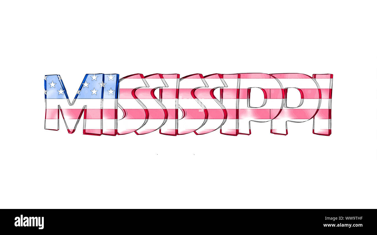 Mississippi. Isolated USA state names with white background Stock Photo