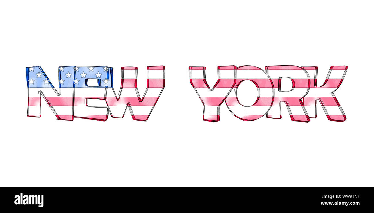 New York. Isolated USA state names with white background Stock Photo