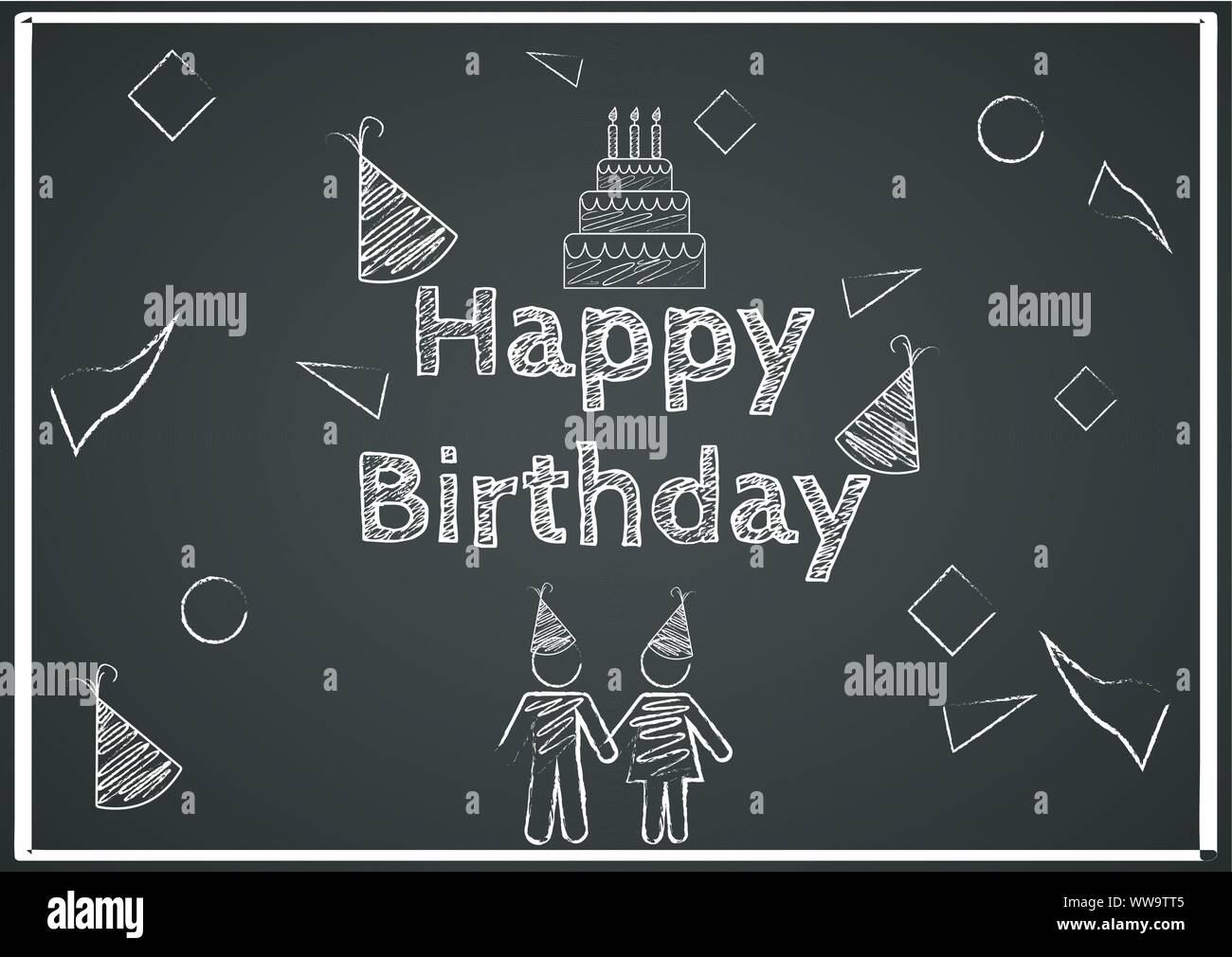 vector design of happy birthday chalk drawing Stock Vector Image \u0026 Art -  Alamy, image size:1300x1010