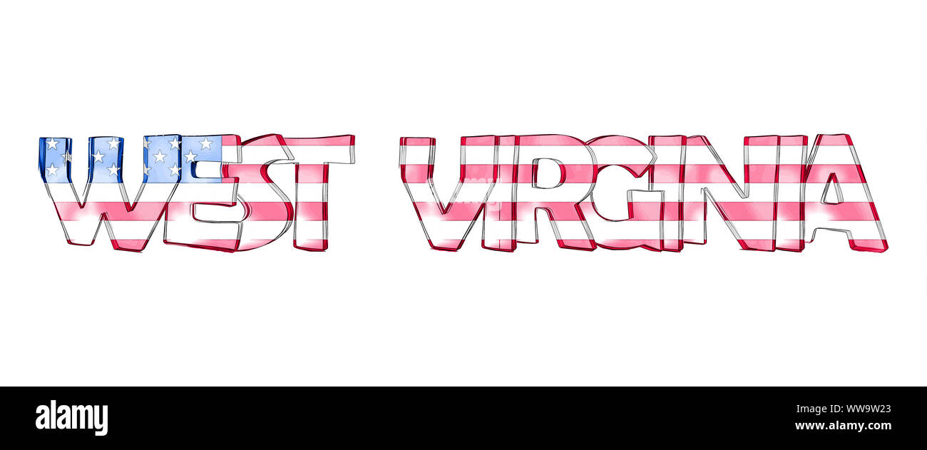 West Virginia. Isolated USA state names with white background Stock