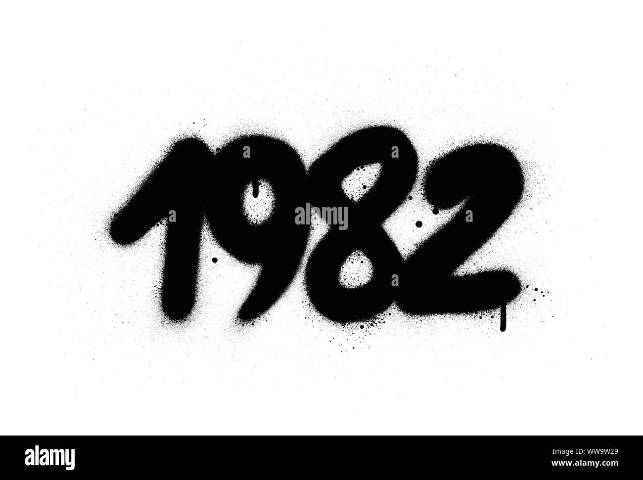 graffiti 1982 date sprayed in black over white Stock Vector