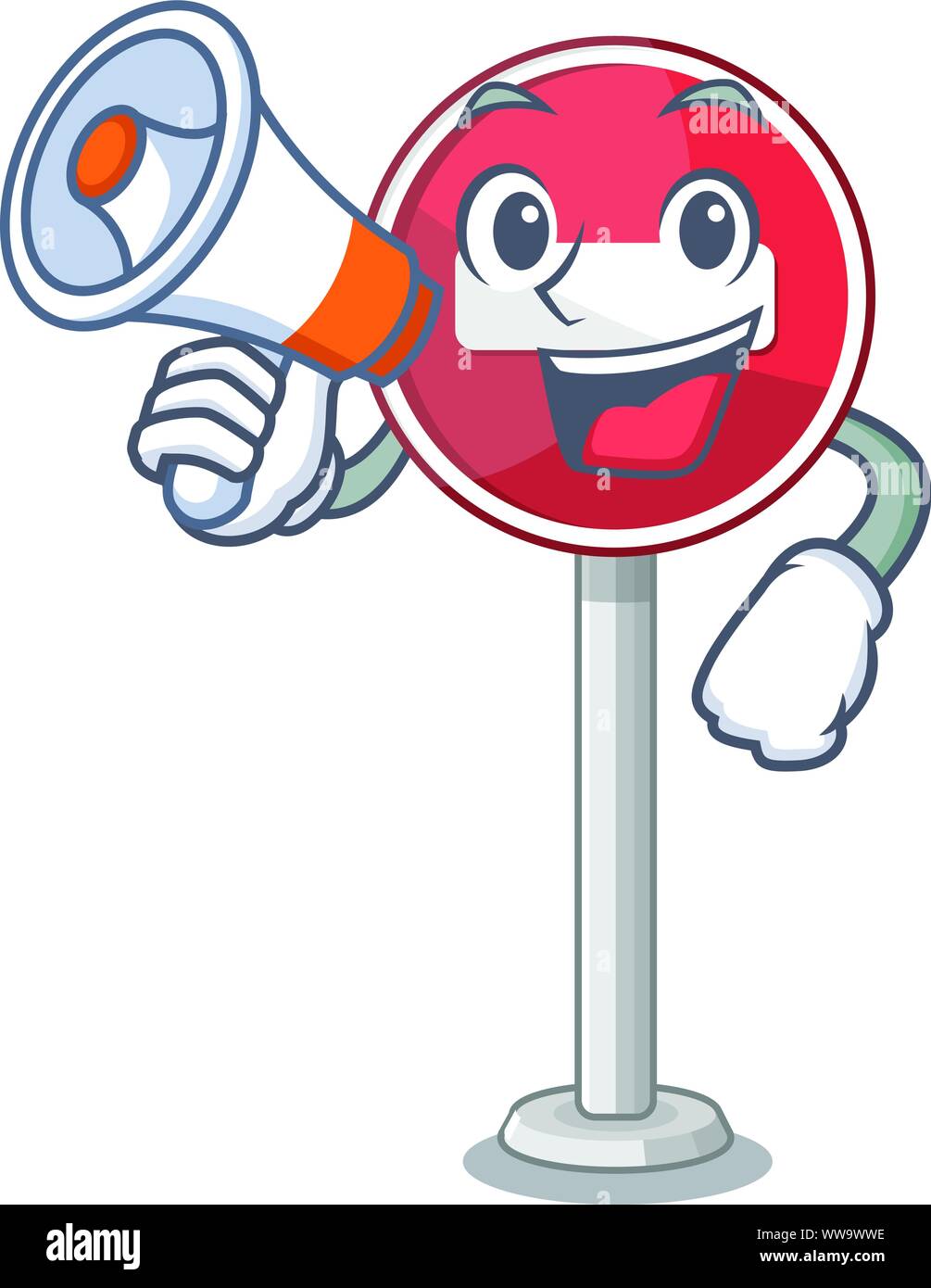 With megaphone no entry mascot shaped on cartoon Stock Vector