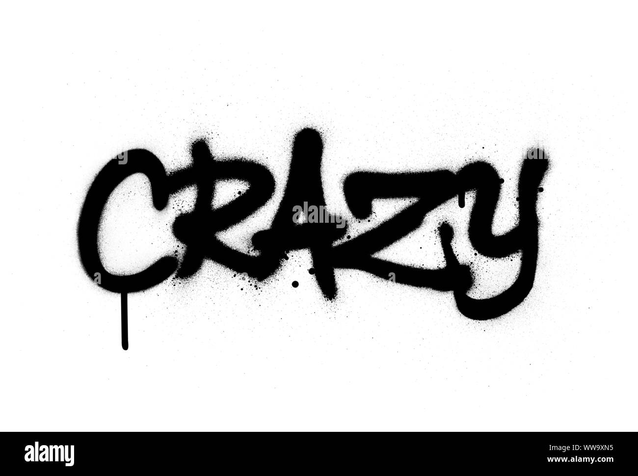 graffiti crazy word sprayed in black over white Stock Vector