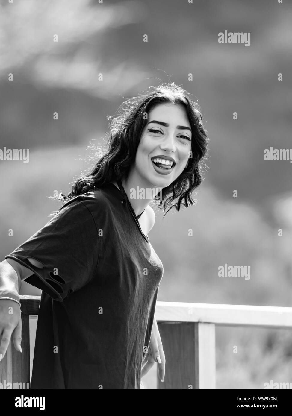 Young female teen 18 years Black and White Stock Photos & Images - Alamy