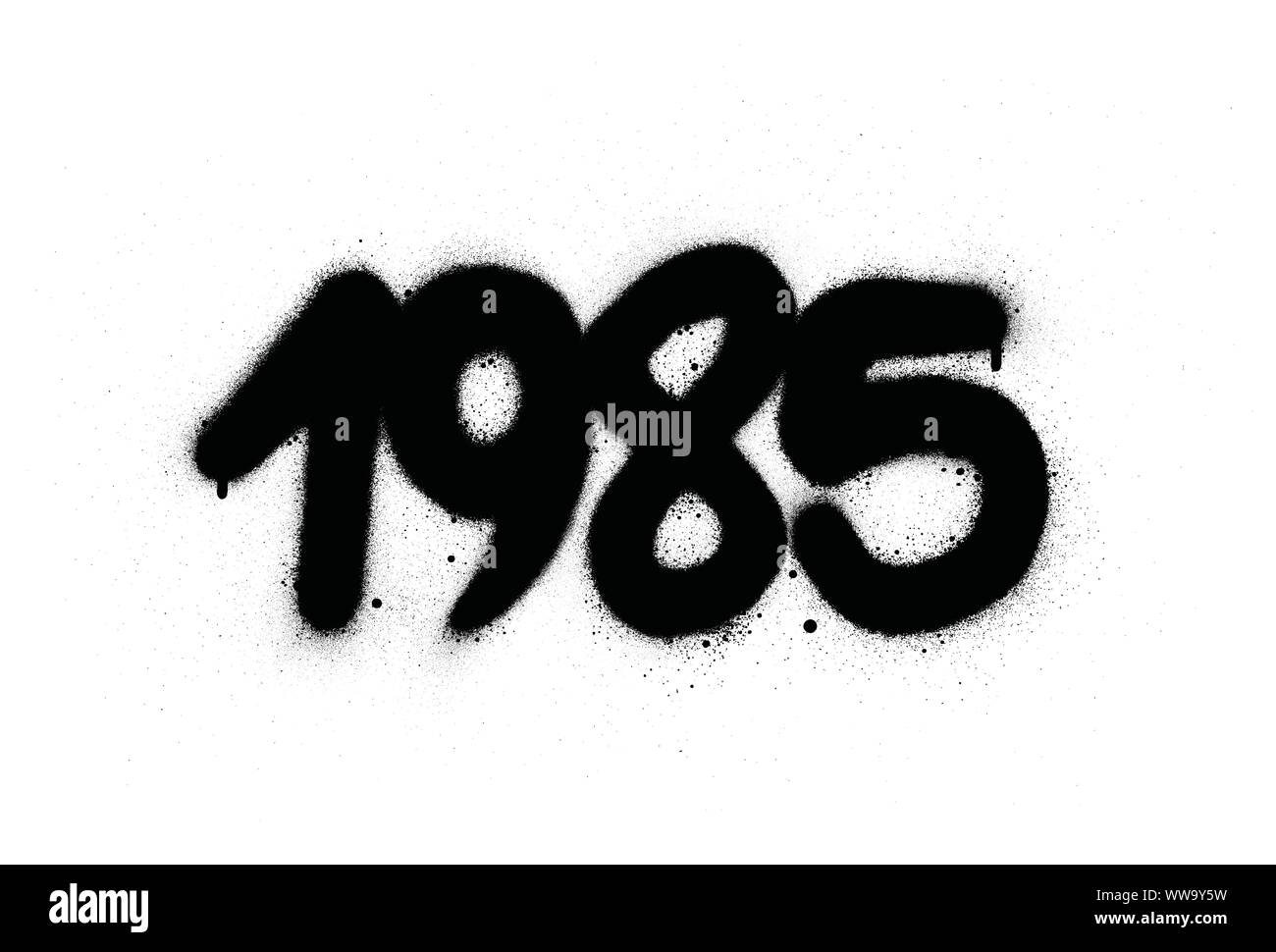 graffiti 1985 date sprayed in black over white Stock Vector