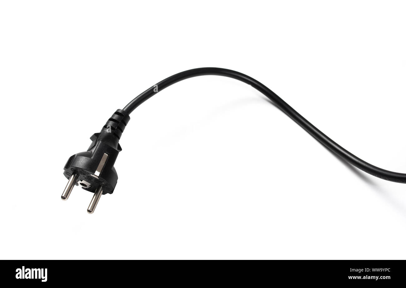 black long power cable isolated on white background Stock Photo Alamy