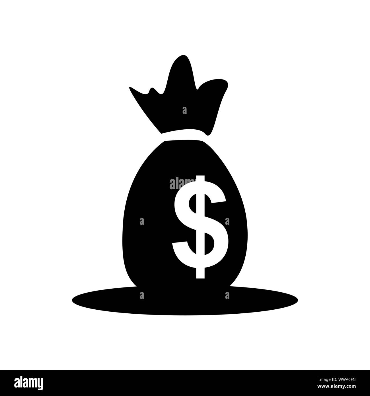 Money bag logo vector icon a black and white Moneybag sack with dollar sign Stock Vector