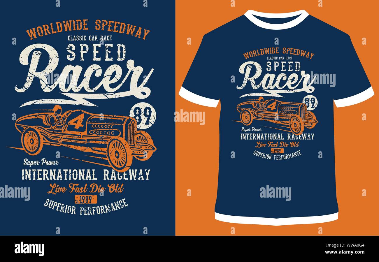 Vector vintage sport racing car, T-shirt Graphics, Vintage typography  #Sponsored , #spon, #sp…