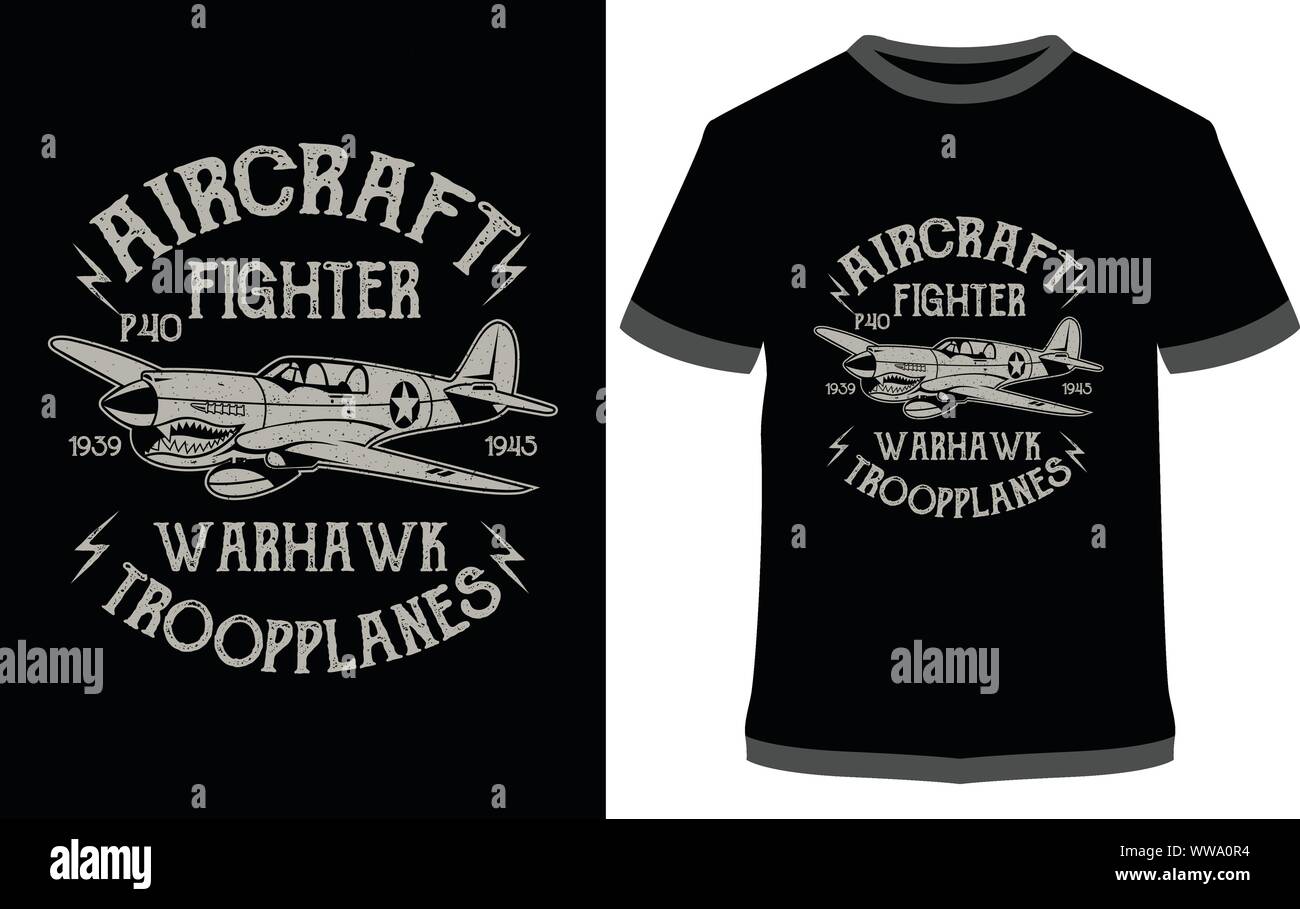 Fighter Pilot, Blackhawk, Born To Fly, Aeroplane - Vector graphic, typographic poster, vintage, label, badge, logo, icon or t-shirt Stock Vector