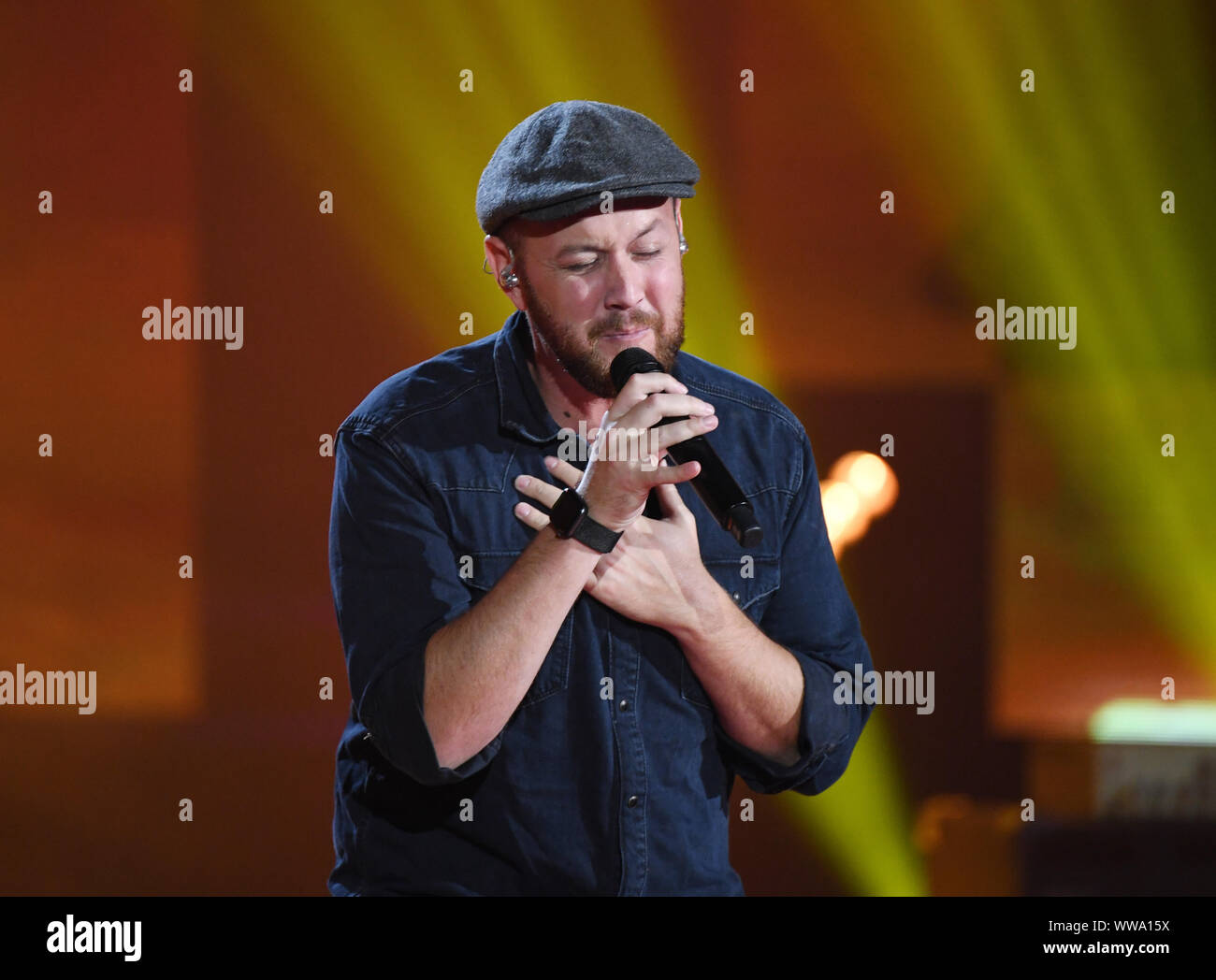 Baden Baden, Germany. 12th Sep, 2019. Matt Simons appears at the recording of the TV show 'SWR3 New Pop Festival - the Special' at the Festspielhaus Baden-Baden. Credit: Uli Deck/dpa/Alamy Live News Stock Photo