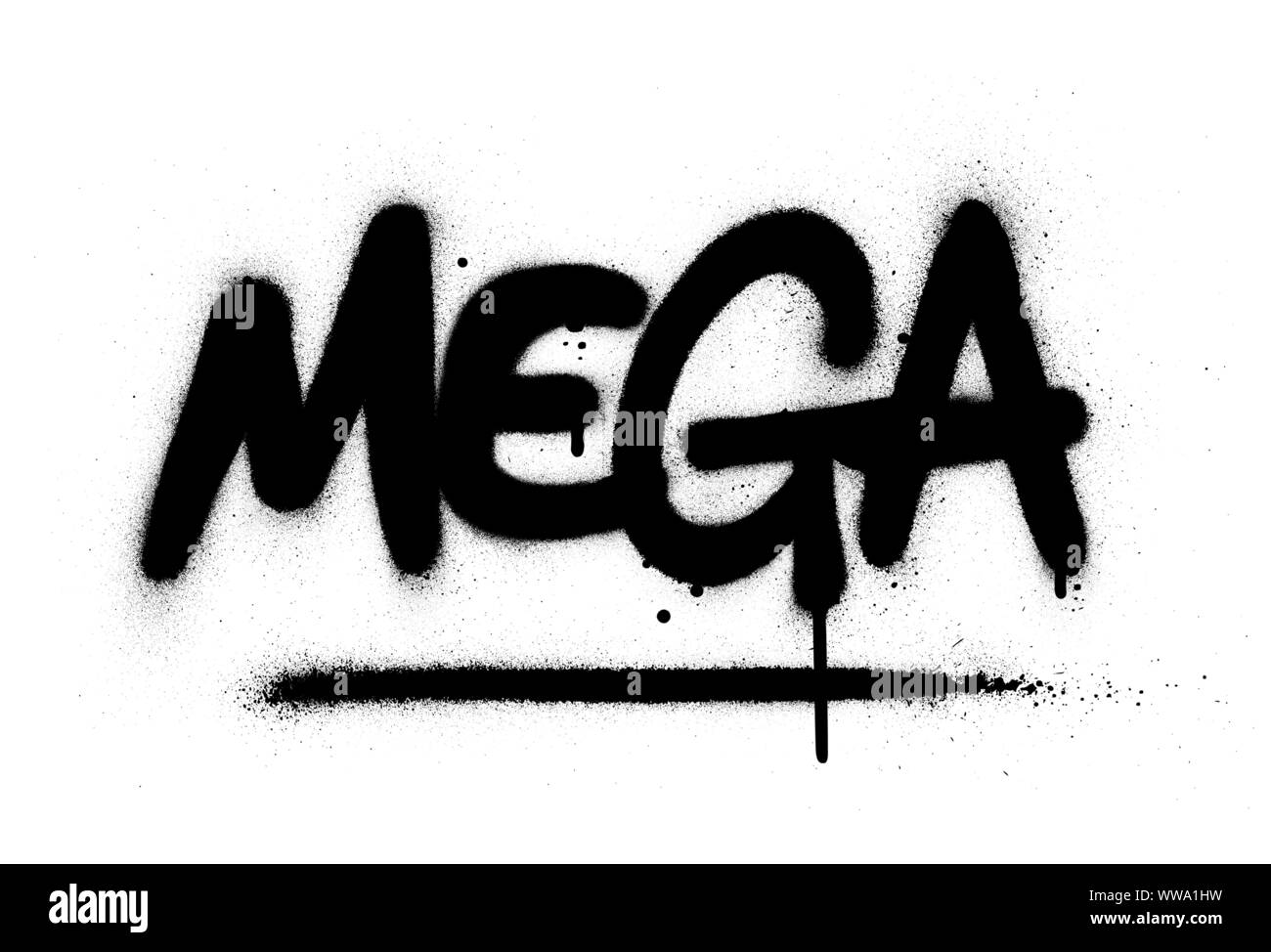 graffiti mega word sprayed in black over white Stock Vector