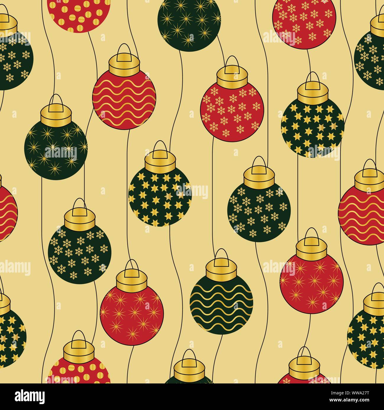 Beautiful seamless Christmas baubles vector pattern background Stock ...