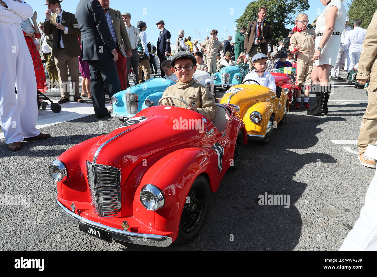 Goodwood, West Sussex, UK. 14th September 2019. Noah Greig preparing to