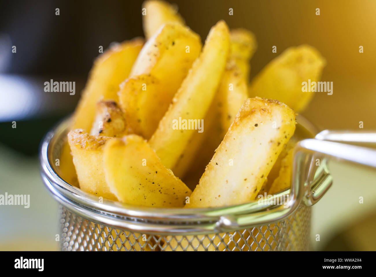 Fast food. French fries in restaurant Stock Photo - Alamy