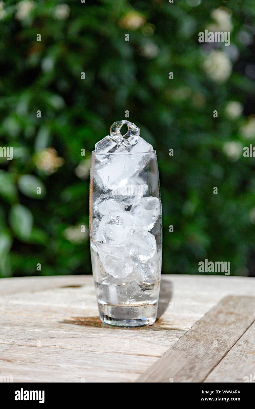 Drinking Glass full of ice Stock Photo