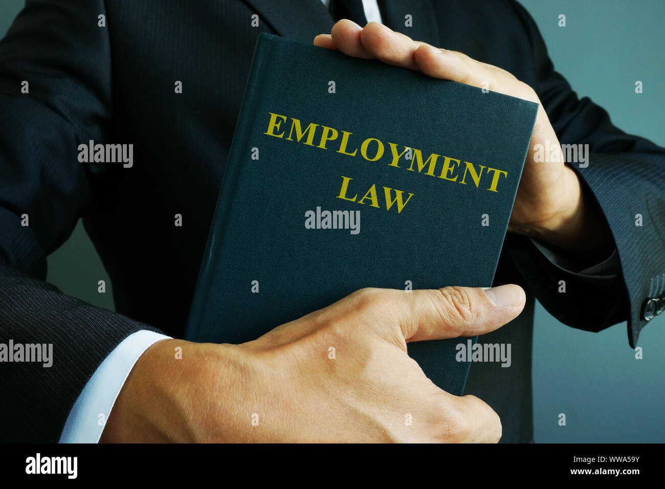Employment law in the hands of a businessman. Stock Photo