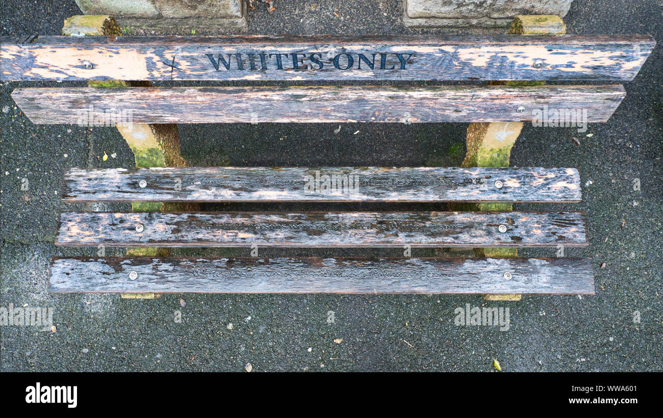 Whites only bench in Cape Town, South Africa Stock Photo Alamy