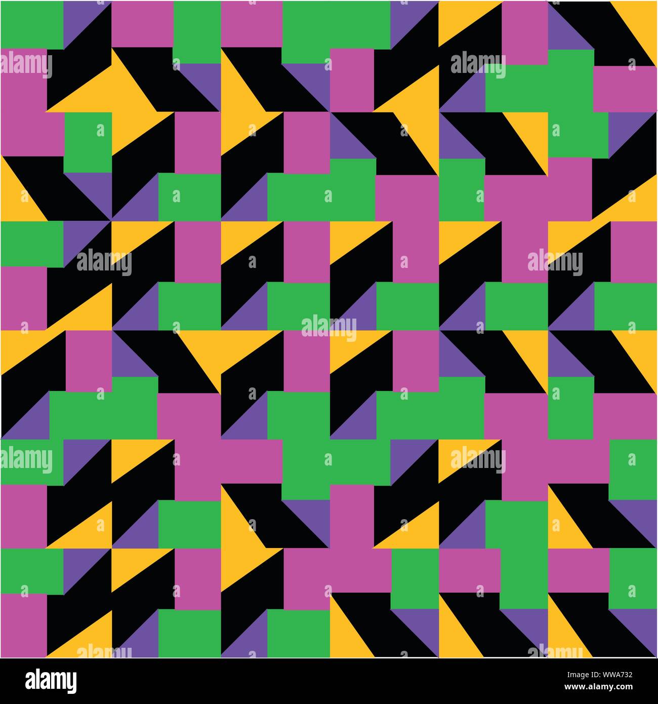 Multicolored geometric truchet pattern background with triangle and rectangles. Stock Vector