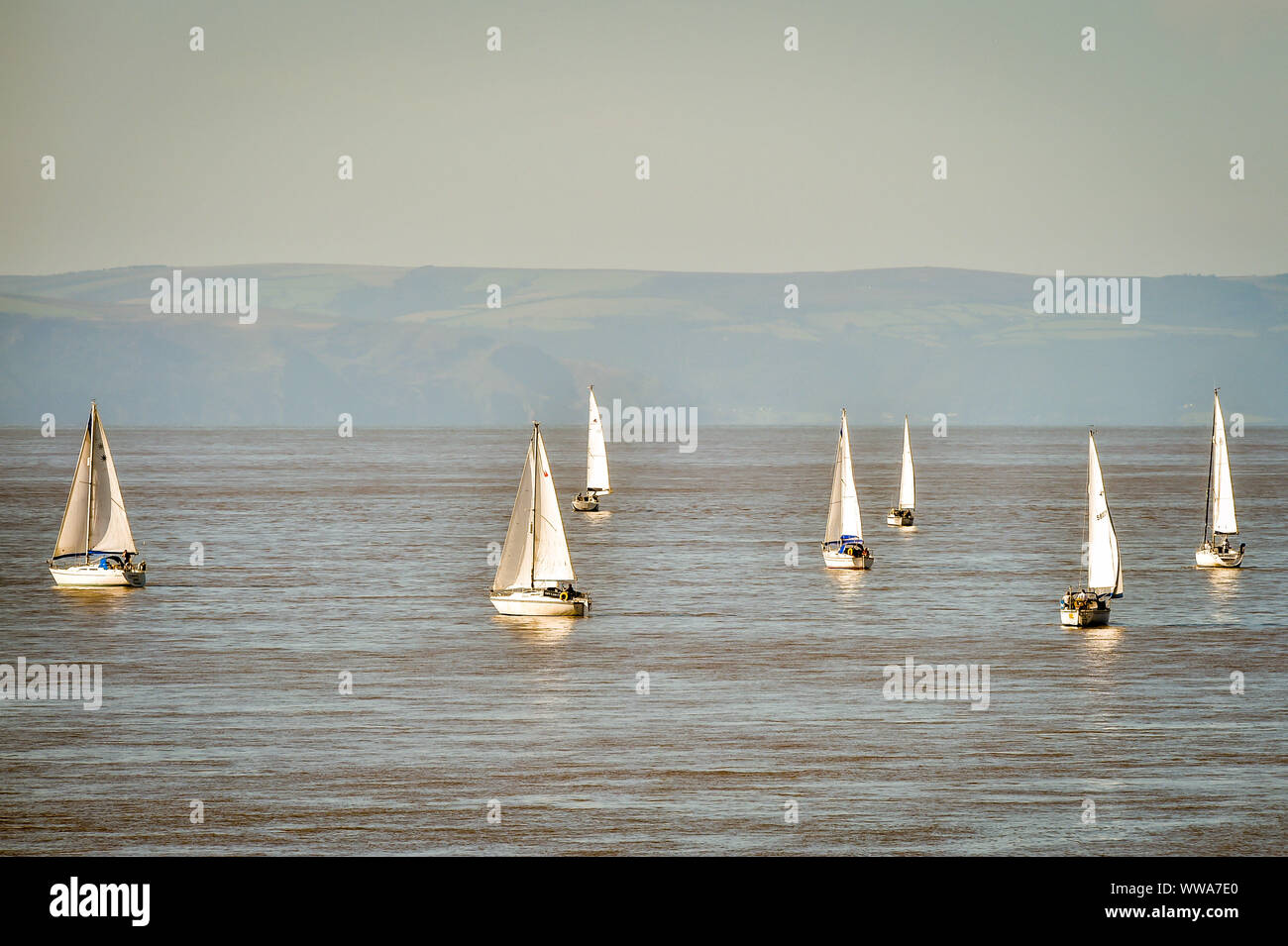 Yachts on the water at Barry Island, Vale of Wales, where
