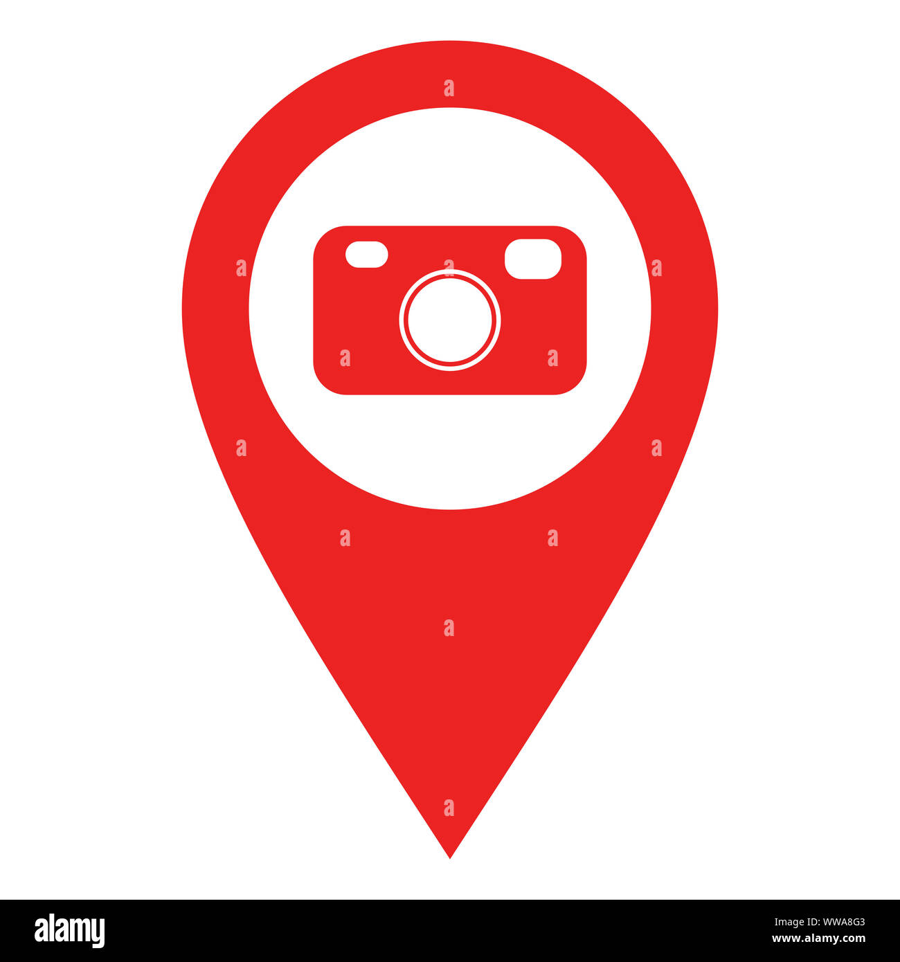 Camera and location pin Stock Photo Alamy