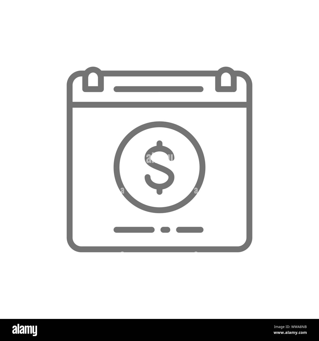 Calendar payday loan, monthly payment line icon. Stock Vector