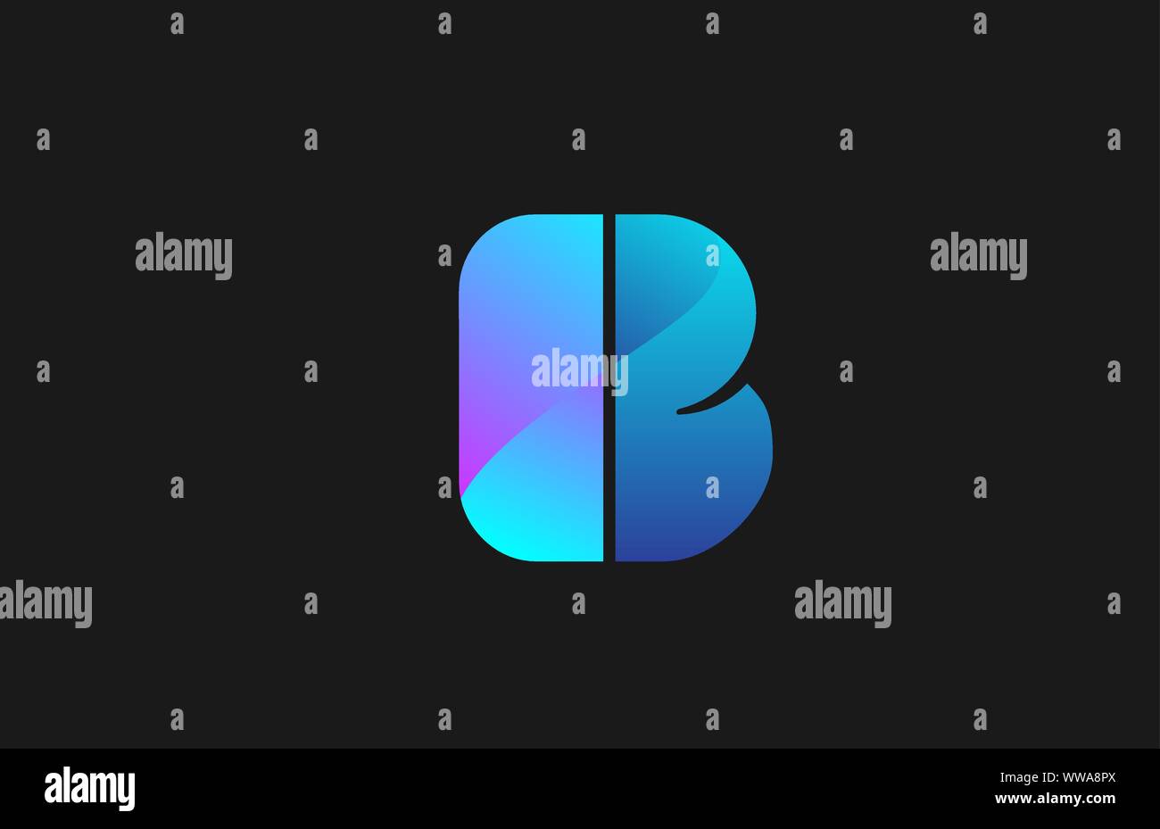 pink blue alphabet letter B for company logo design. Suitable as ...