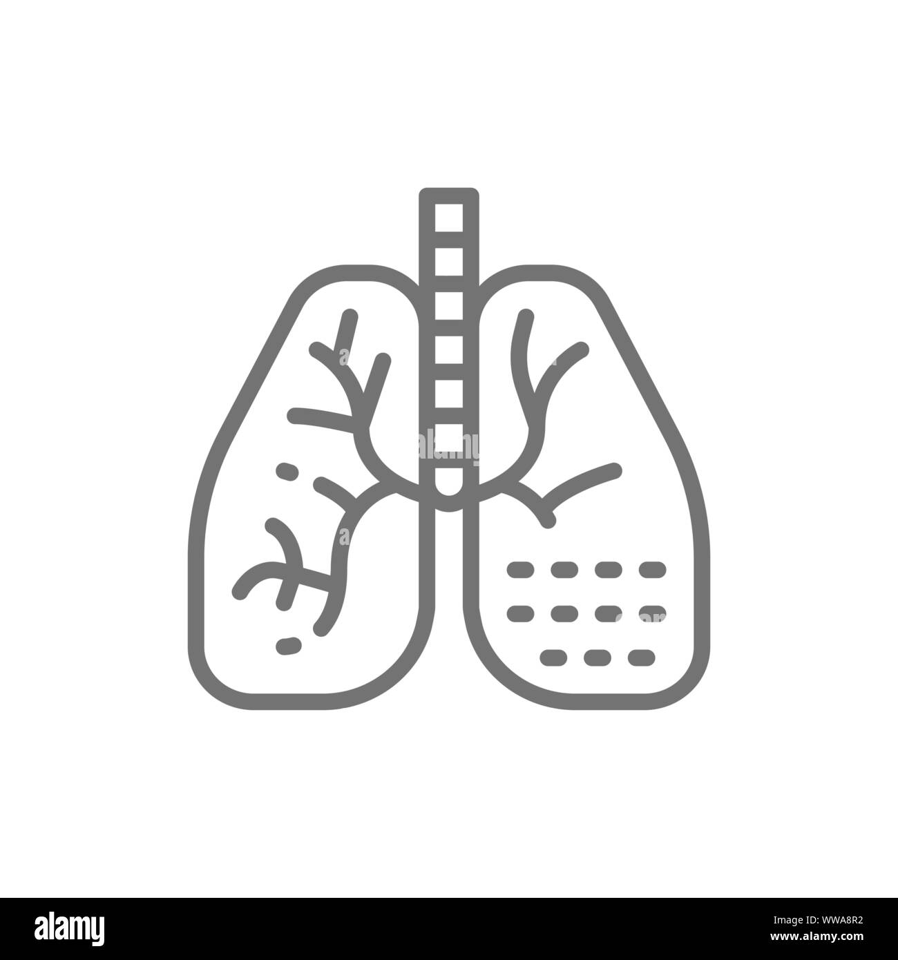 Lung disease line icon. Isolated on white background Stock Vector