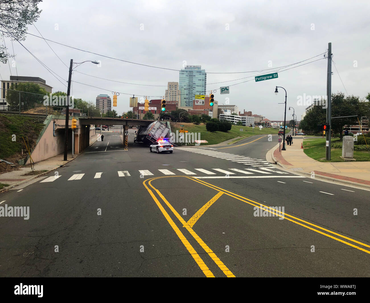14 September 2019 Durham North Carolina USA Highway crash wreck with