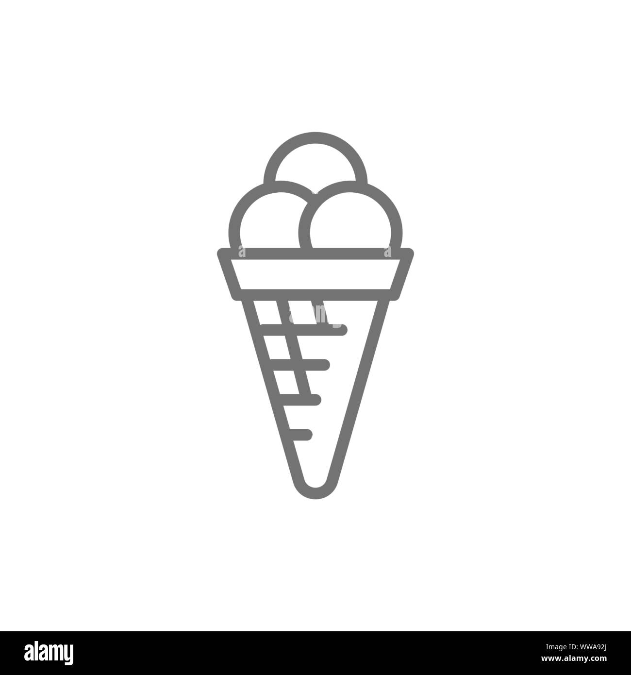 Ice cream balls in waffle cone line icon Stock Vector Image & Art - Alamy