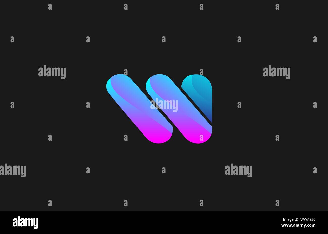 pink blue alphabet letter W for company logo design. Suitable as ...