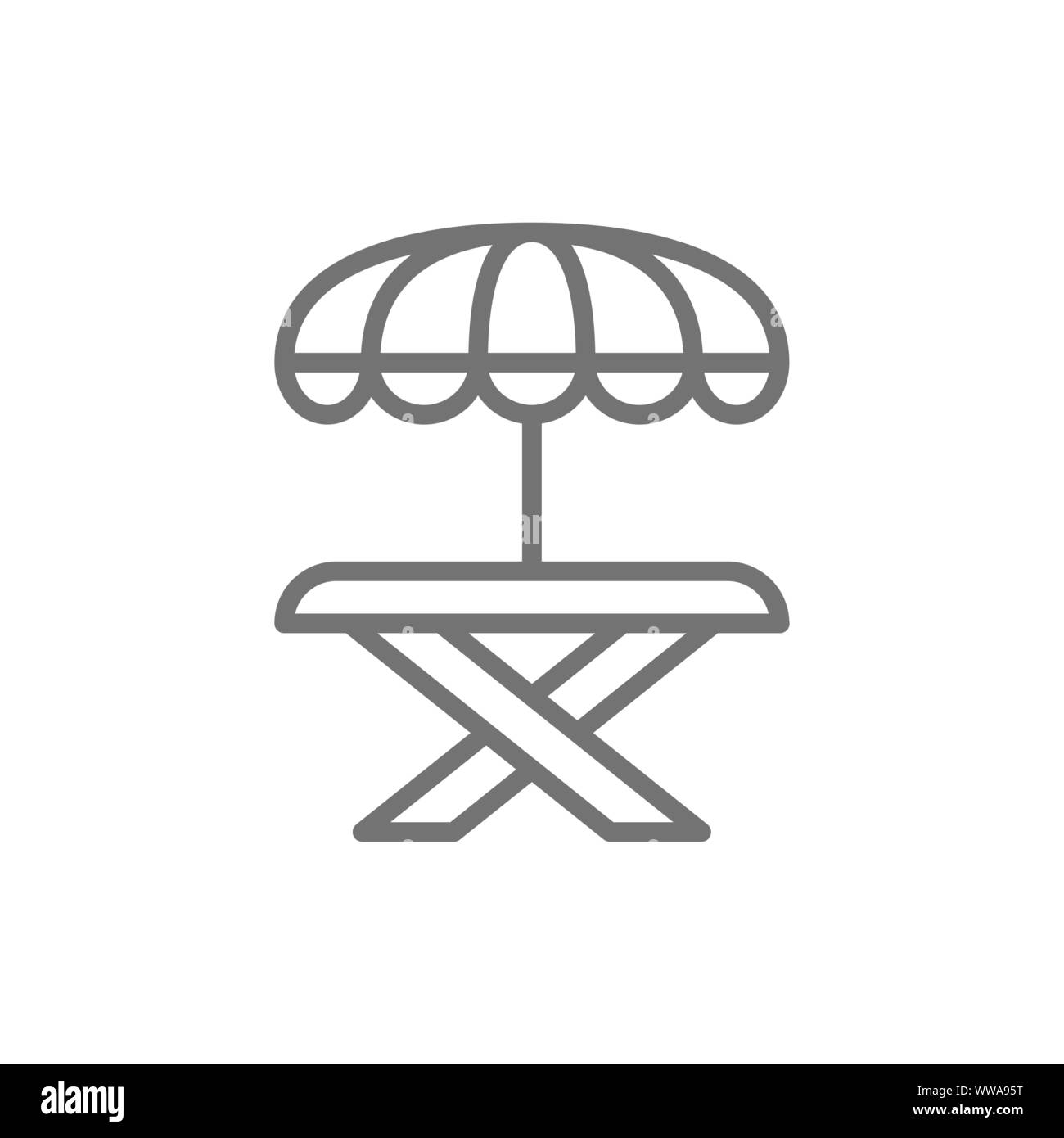 Street picnic table with umbrella line icon Stock Vector Image & Art
