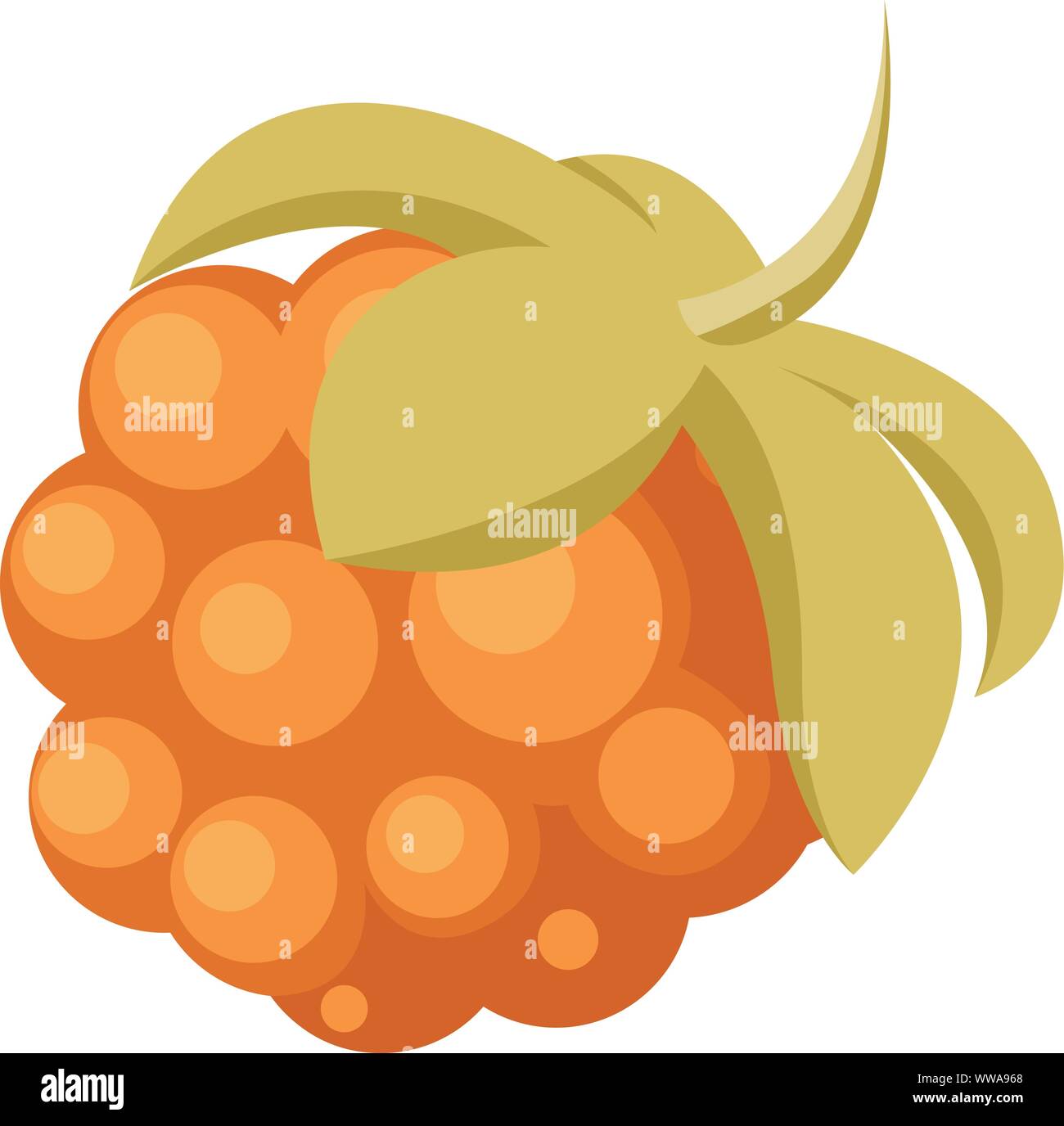 Single Cloudberry with Leaves Icon. Vector illustration Stock Vector