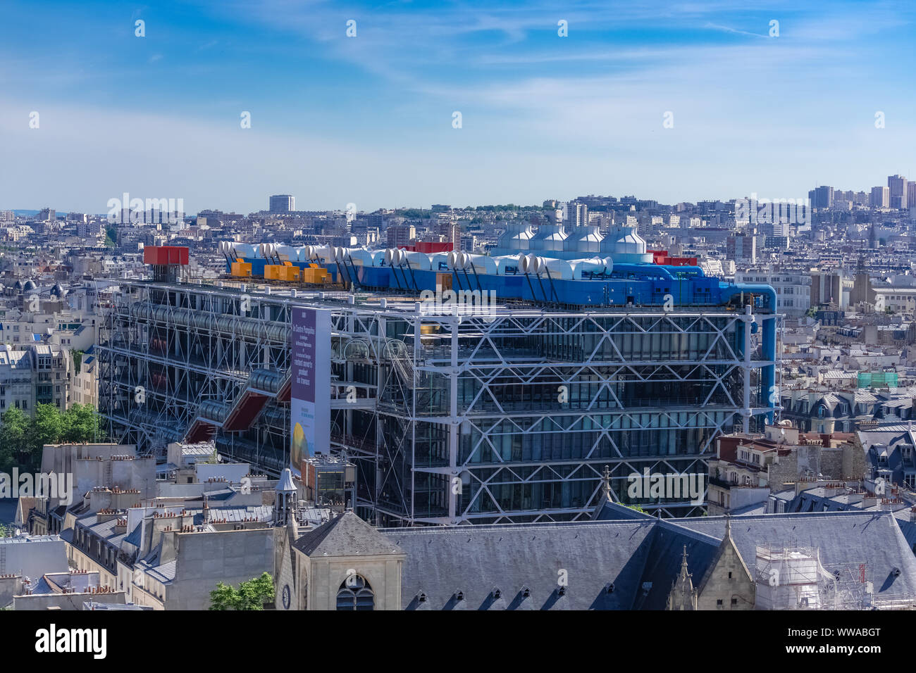 Paris, France, the Pompidou Center, aerial view of the city Stock Photo