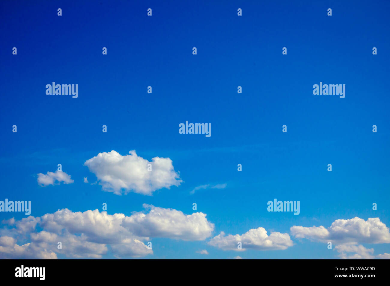 Scenic view is on beautiful blue sky with white fluffy clouds Stock ...