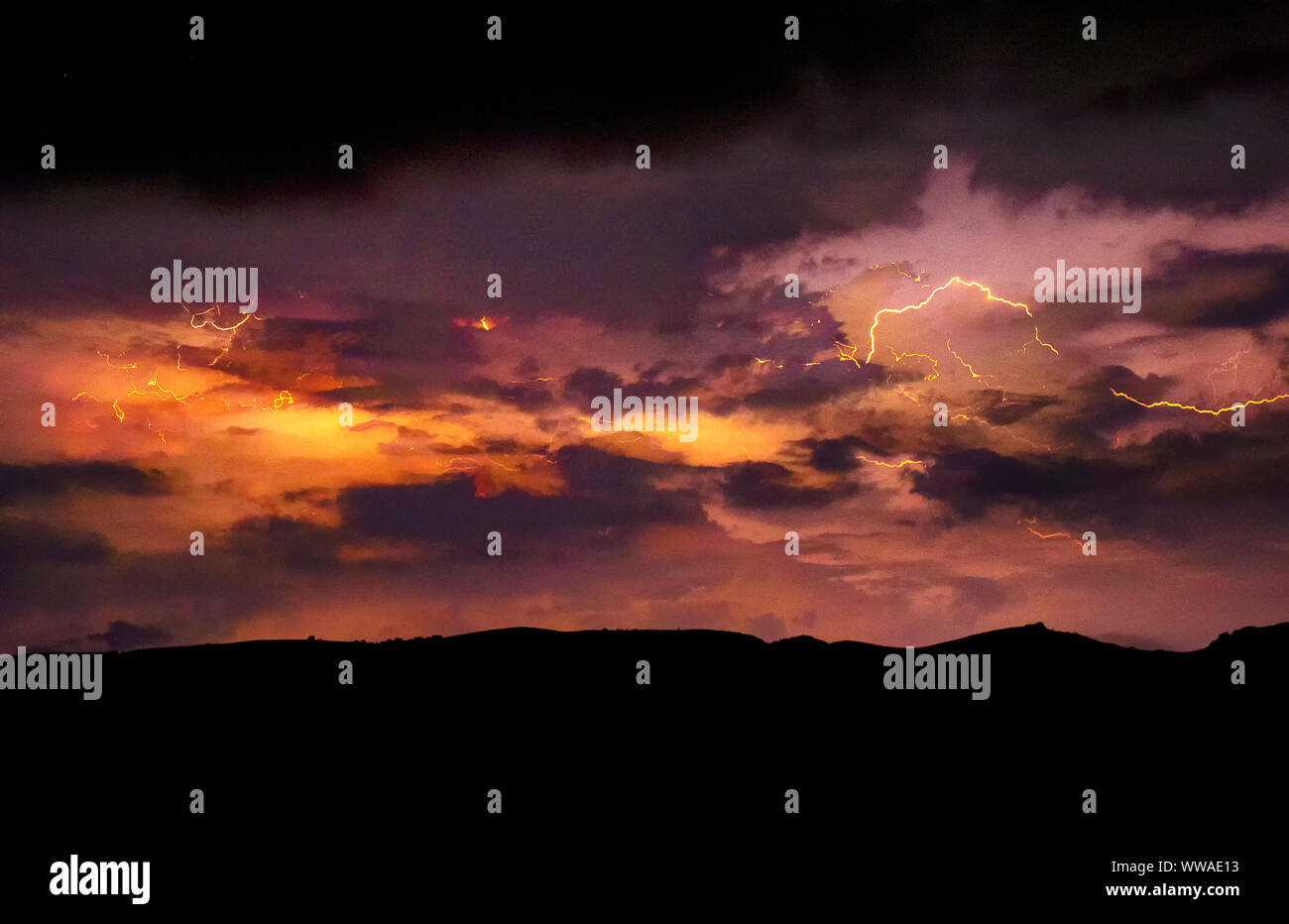 Lightning with dramatic clouds image . Night thunder-storm Stock Photo ...