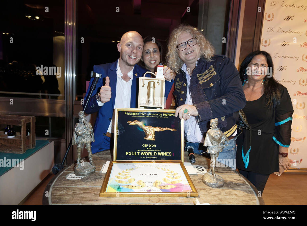 Paris, France. 13th Sep, 2019. Jean Eric De Saint Luc, President of the International Federation of Tourism awarded the CEP d'OR to David Zienkiewicz. Stock Photo