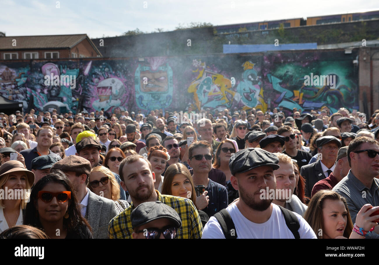 Crowds during the Peaky Blinders Festival in Birmingham. Stock Photo