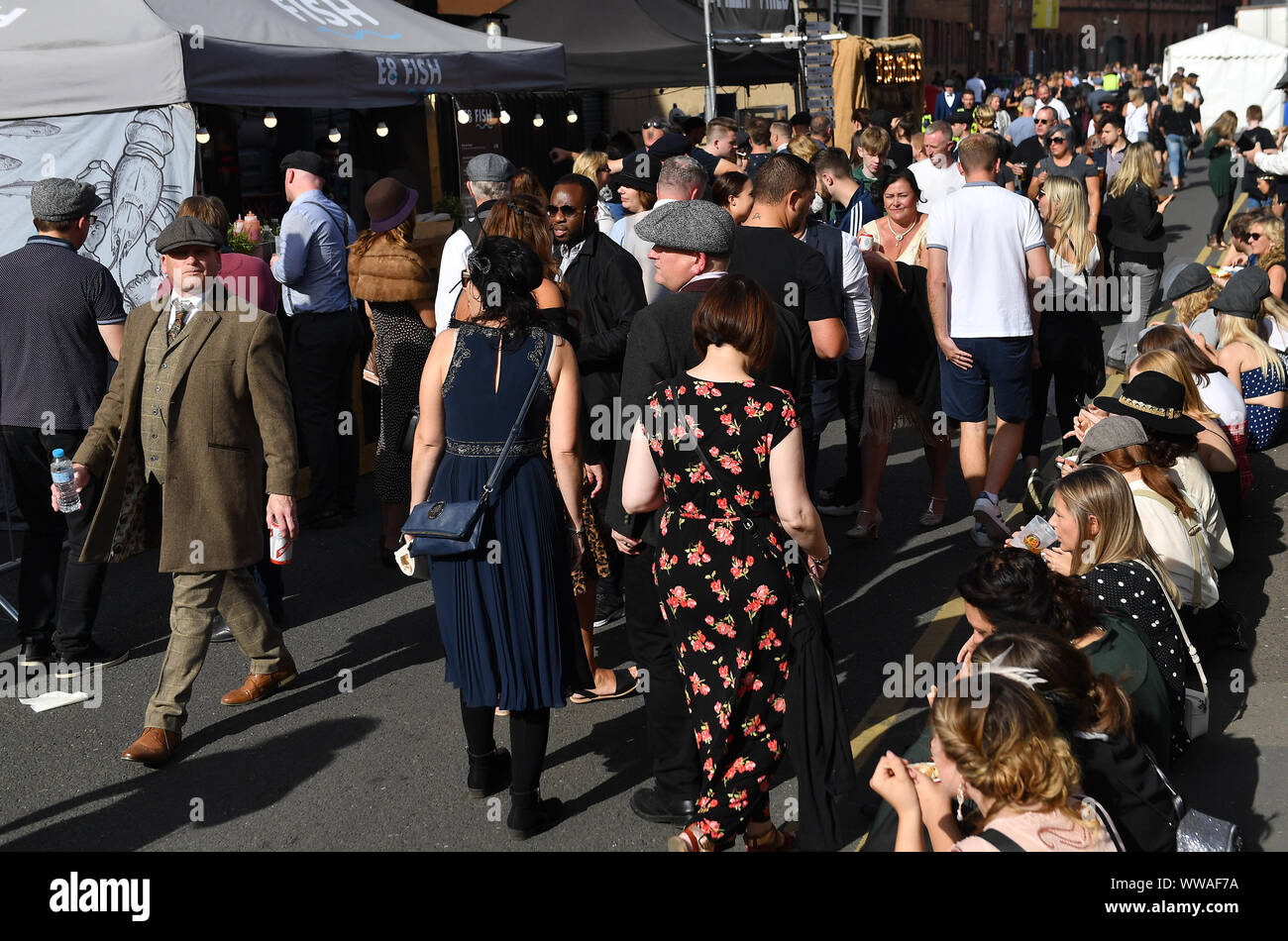 Crowds during the Peaky Blinders Festival in Birmingham. Stock Photo